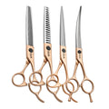 Pet Scissors Beauty Professional Dog Hair Cutting Tool Set champagne Handle Hair Trimming Scissors Dog Hair Bending Scissors