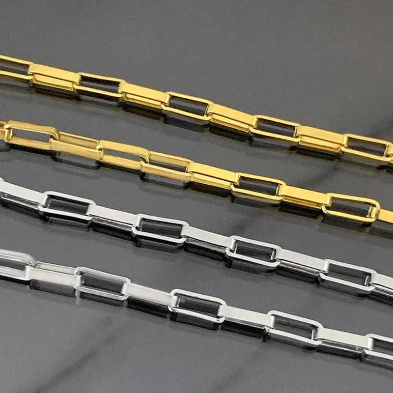 Wholesale Gold Plated Box Chain Stainless Steel Rectangle Box Chain for Bracelet Necklace Jewelry Making