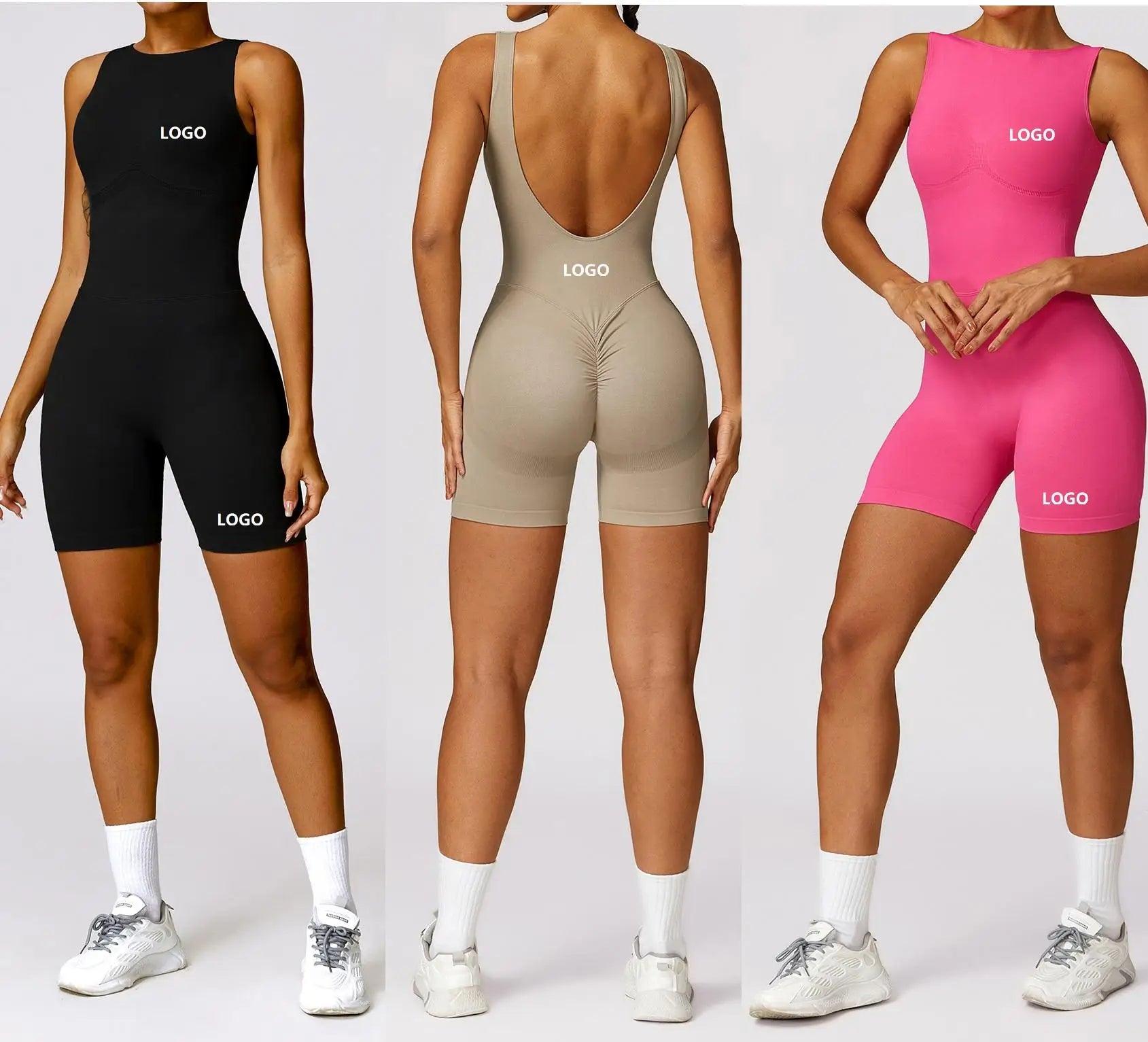 OEM Custom Seamless Yoga Sports Bodysuit & Jumpsuit Popular 5-Piece Gym Clothes Crop Top Leggings & Workout Set
