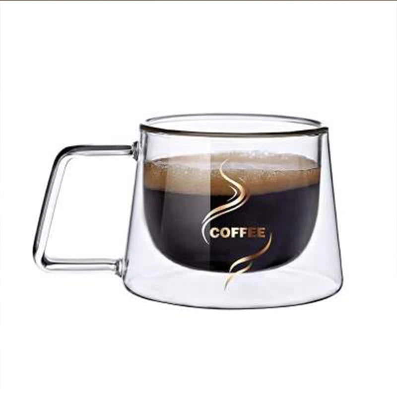 Wholesale High Borosilicate Elegant Transparent Double-glass Coffee Mug Drinking Cups