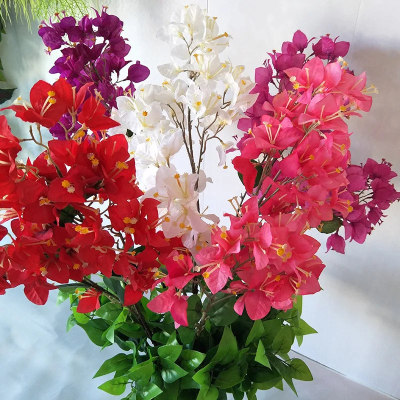 E-L002 Long Branches Plum Blossom Artificial Red Bougainvillea Speetabilis Decoration Flowers