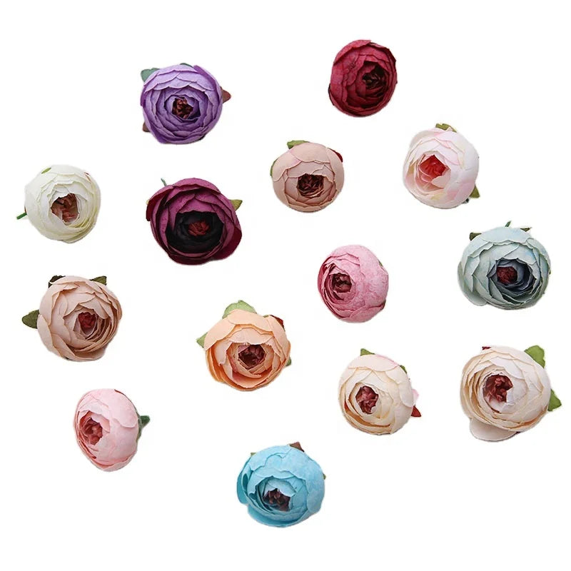 European Style 3.5cm Silk Roses Head Artificial Rose Flowers Heads for Flower Wall Decoration