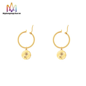 Personalized Customized Gold Plating Birth Flower Earrings Stainless Steel Earrings for Women Jewelry