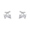 Tiny pink Zircon Cherry Stud S999 Sterling Silver Claw Setting Heart Zircon Cherry Stud Earrings for Girls
