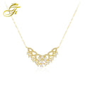 18K Solid Gold Royal Style Necklace for Women Vintage Court Pendant Necklace with Diamonds Princess Statement Necklace for Women