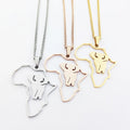 18k Gold Plated Africa With Elephant Animals charm Necklace Stainless Steel Africa Map Pendant Necklace African Jewelry