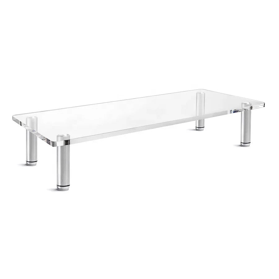 Clear Acrylic Computer Monitor Stand Space Saver Desktop Riser with Aluminum Legs