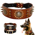 Cowhide Rivet Dog Collar Large Dog Anti Bite Nail Dog Collar Equipped with Iron Chain Traction Rope
