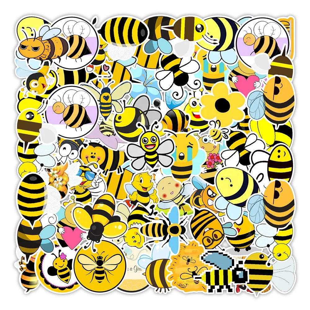 50Pcs Cute Bee Honeybee Graffiti Vsco Insect Animal Cartoon Sticker Girl Children Student Home Notebook Bottle Decor Stickers