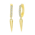 Hot-sale Personal Minimalist Punk Style Jewelry Dainty 14K Gold Plated Long Spike Dangle Hoop Earring KBE151