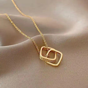 Square Ring Buckle Titanium Steel Necklace Fashion New Clavicle Chain Pendant Jewelry