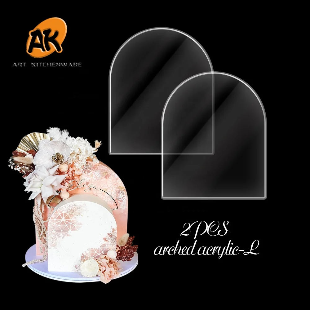 AK 2pcs U-Shape Acrylic Cake Discs Adjustable Spatulas for Smoother Cream Wedding Cake Decorating Tools