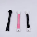 2-in-1 Fan-Shaped Wool Nose Contour Makeup Brush with Plastic Handle for Sculpting and Defining the Face