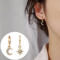 Vintage Elegant Diamond Star Moon Pendant Earrings Rhinestone Hoop Earrings Accessories  Earrings for Women