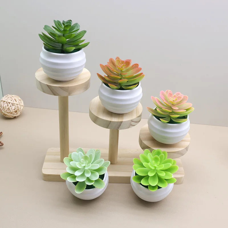 Hot Sale Artificial Plastic Succulent Pots Indoor Desk Center Piece Cute Decoration Artificial Succulent Plants