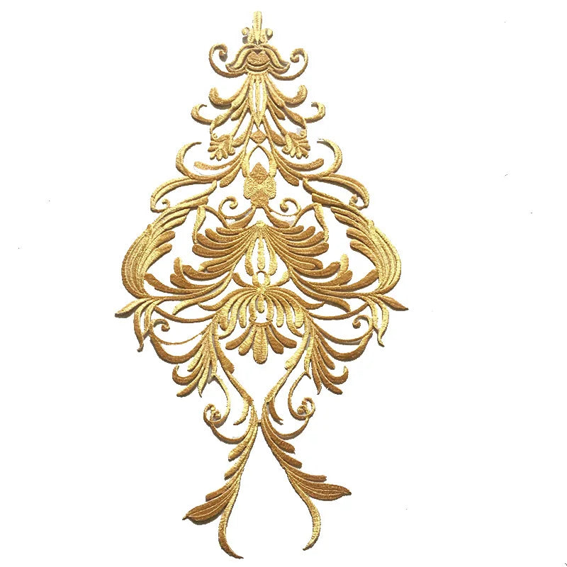 High Quality Embroidery Iron-on Patch Stickers Custom Metallic Gold Silver Color Clothing Gress Heat Transfer Garment Patches