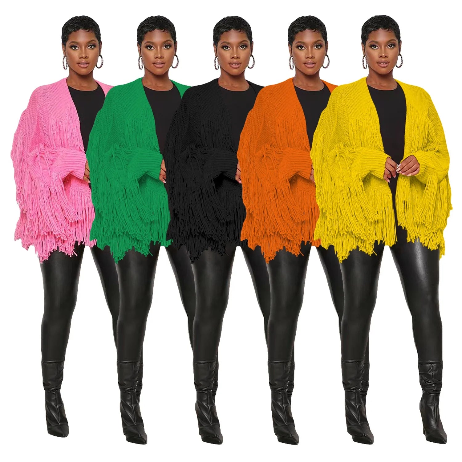 Liu Ming Cheap Wholesale Fashion Trends Women Clothing Streetwear Winter Sweater Tassel Knitted Long Jacket Coats