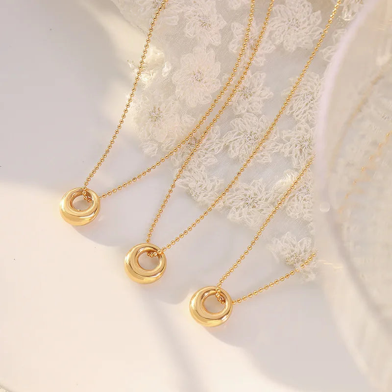Personalised Hip Hop Jewelry Necklace Geometric Oval Pendant Stainless Steel 18k Gold Chain Necklace Bijoux Acier Inoxydable