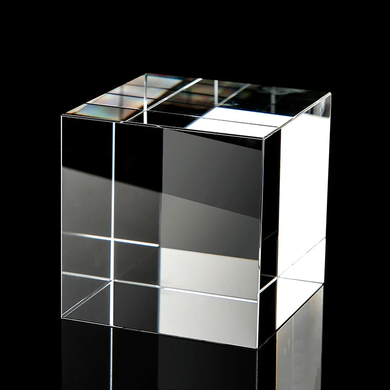 Optical Prism 6cm K9 Crystal Cube Blank Glass Photography Accessory Desktop Decoration