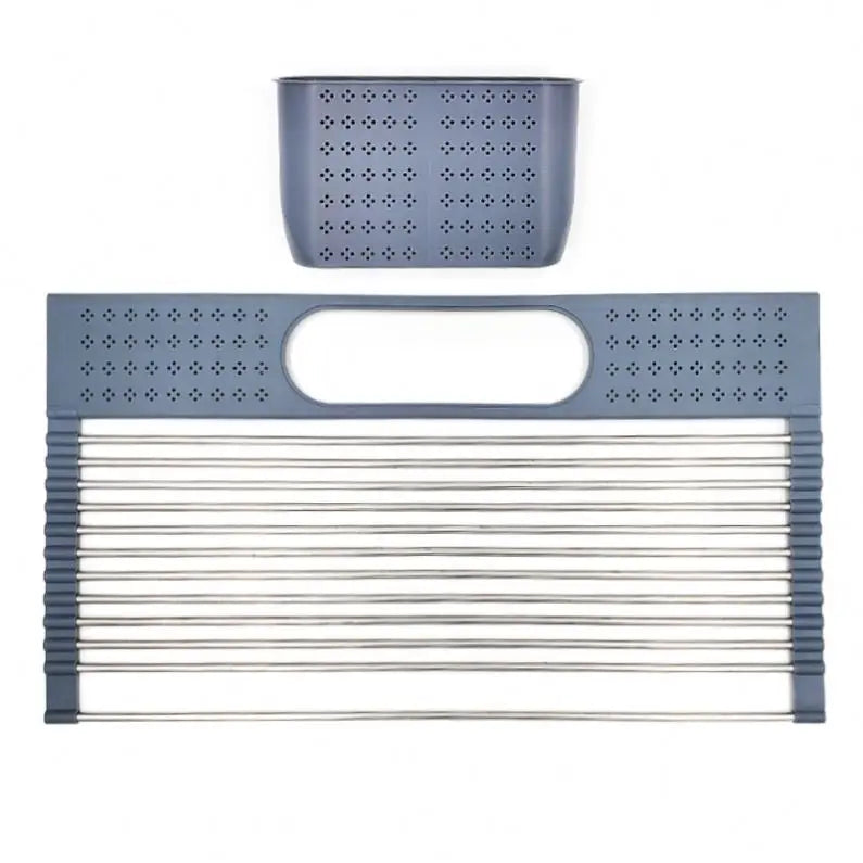 Foldable Silicone Rolling Sink Rack for Bowl Draining Over Sink Kitchen Dish Drying Rack Folding Water Filter Rack