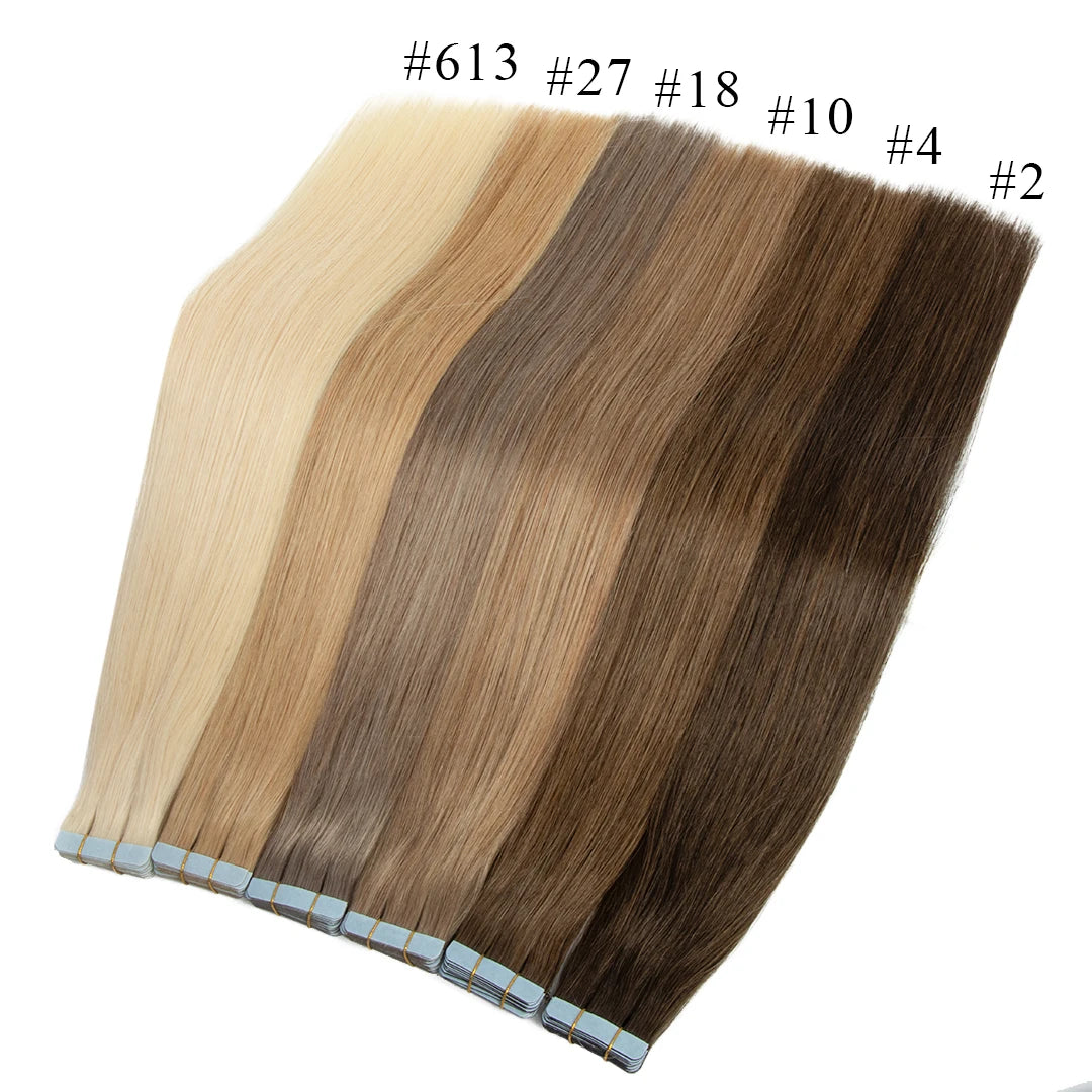 Fast Shipping Brown Color Straight Tape in Hair Extension Full End Cuticle Intact Human Hair Tape in Extensions