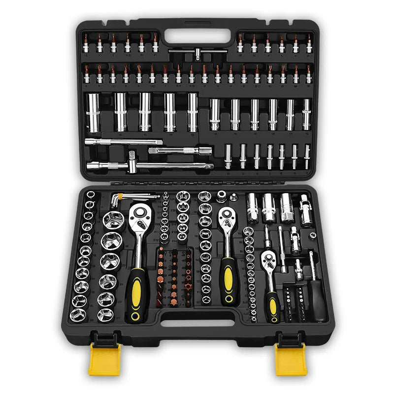 Factory Direct Sales 1/2" 3/8" 1/4"Dr Ratchet Socket Spanner Tools Set Home Car Hand Tool Box