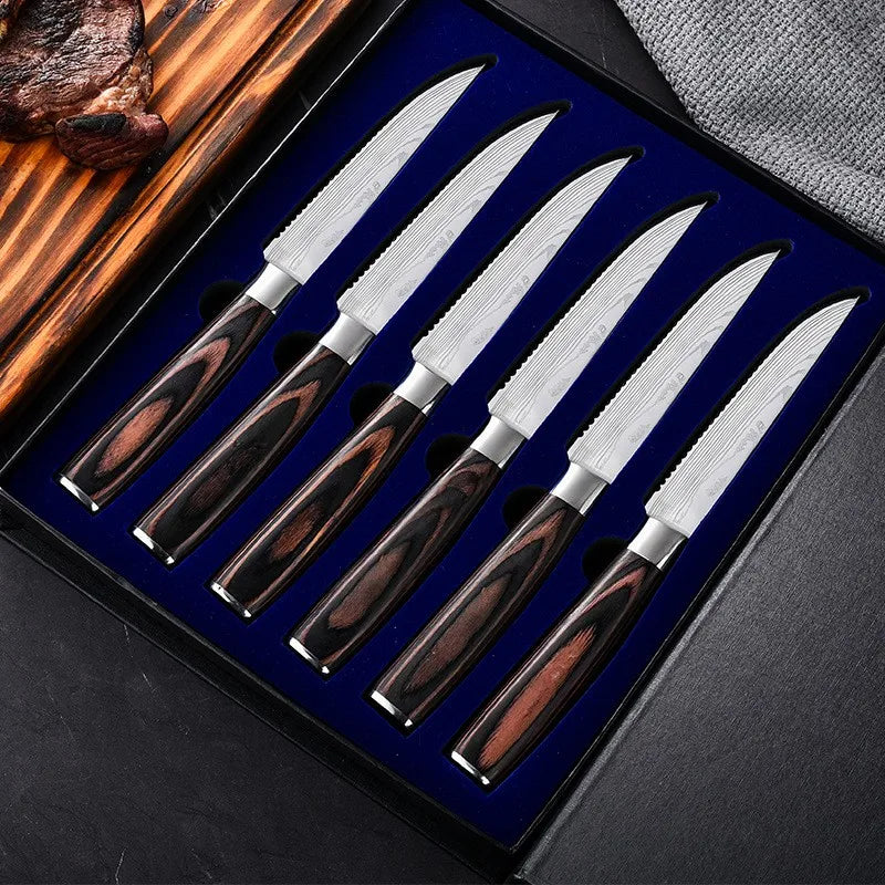 Nordic Style 4.5-Inch Mirror Light Stainless Steel Beef Knife Set Elegant Cross-Border Western Cuisine Independent Metal