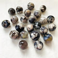 Rare Natural Flower Agate Crystal Stone Ball Black Cherry Blossoms Agate Sphere for Gift Decoration