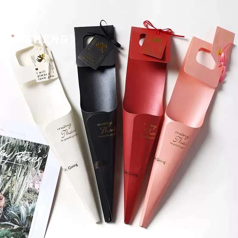 Custom Flower Packaging Paper  Flower Wrapping Paper Bags with Handle for Wedding Decoration