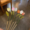 MIO  Bride Headdress Enamel Tuplip   Lily of Valley Hair Wear Chopstick  Flower Hair Sticks for Women  Chignon Pins Long Hair