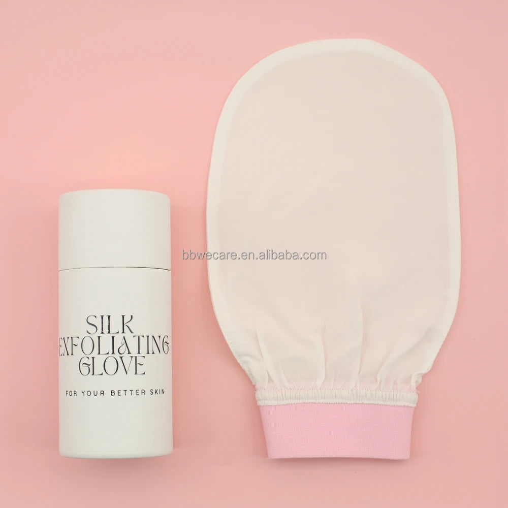 100% Cocoon Silk Exfoliating Gloves for Face and Body Gentle Removing Dead Skin With Private Label