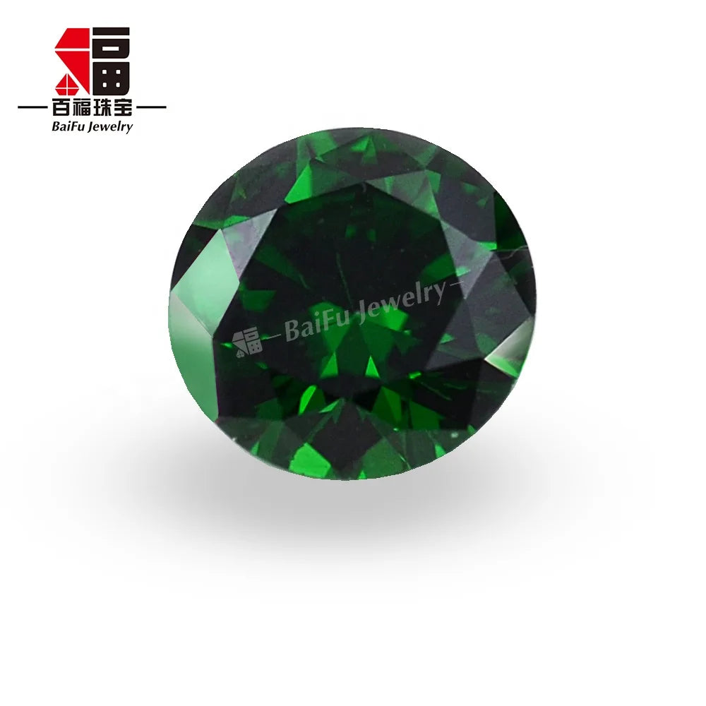 Baifu Jewelry Top Quality Loose Round Dark Emerald Zirconia