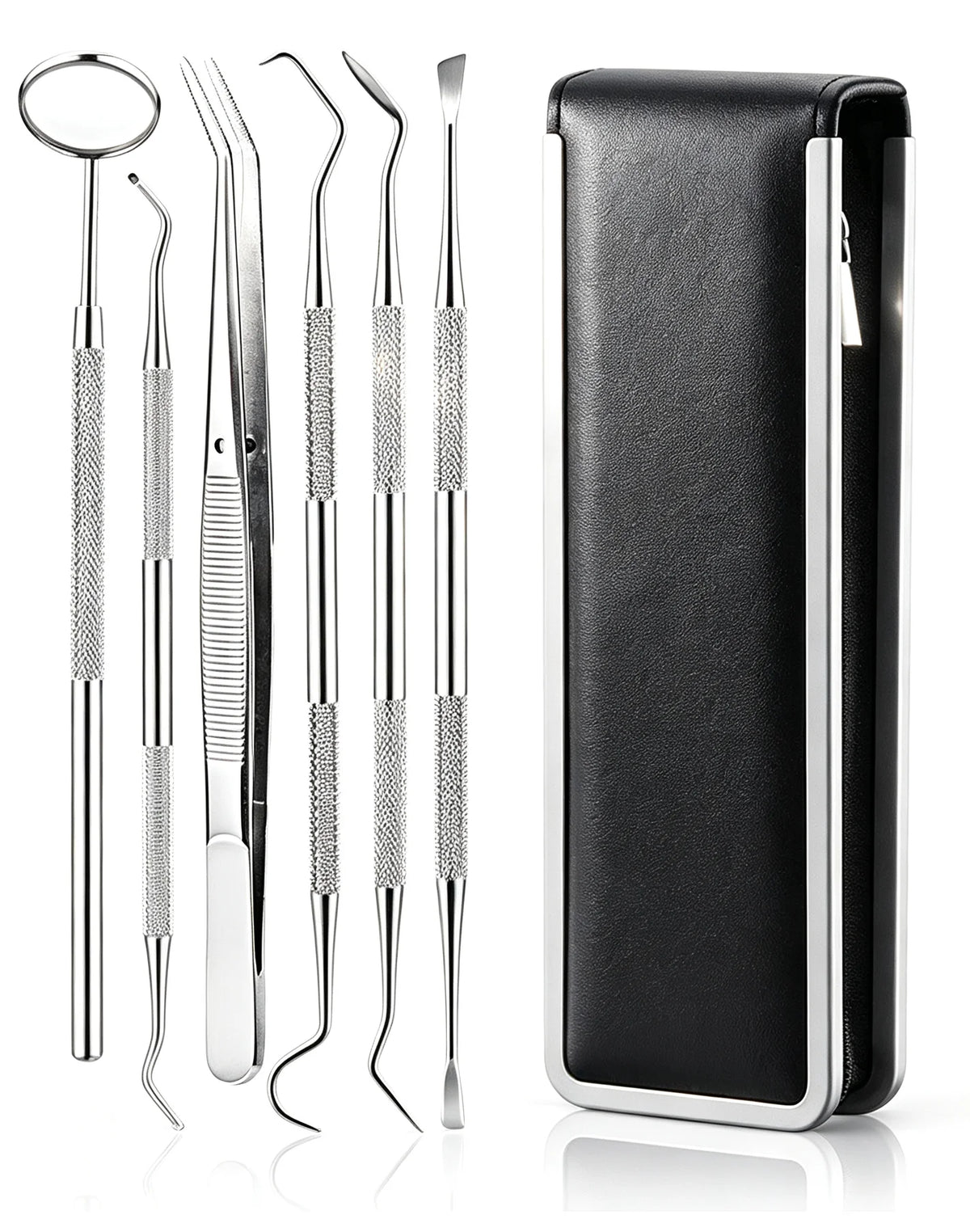 6pcs 304 Stainless Steel Dental Teeth Cleaning Tools Scraper Teeth Pick Hygiene Kit Set Dental Multi-Purpose Oral Hygiene MegaBDM