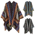 Fashion Striped Tassel Poncho Knitting Acrylic Shawl for Woman Ethnic Scarf Ladies Autumn Keep Warm Travel Shawls 70*120cm