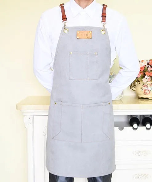 Canvas Apron Sleeveless Korean Fashion Coffee Shop Western Restaurant Heat Transfer Printing Men's and Women's Bar Hair Stylist