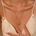 New DOZM Brand Third Party Certified Brass Real Gold Plated Natural Pearl Flower Charm Necklace Children's Women's Fashion
