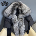 Janefur Beautiful Fluffy Raccoon Fur Fox Fur Collar Women's Down Coat Fox Fur Collar Puffer Jacket