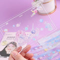 Cute Fantasy Starry Sky PET Transparent Washi Tape Set Message Series and Paper Tape Ins Sticker 5 Pieces MegaBDM