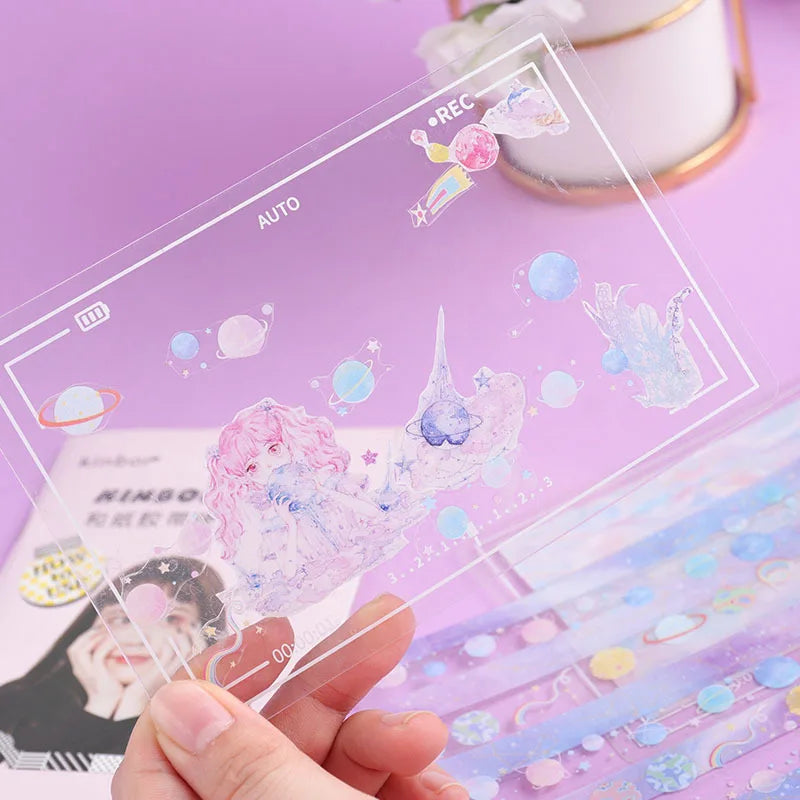 Cute Fantasy Starry Sky PET Transparent Washi Tape Set Message Series and Paper Tape Ins Sticker 5 Pieces MegaBDM