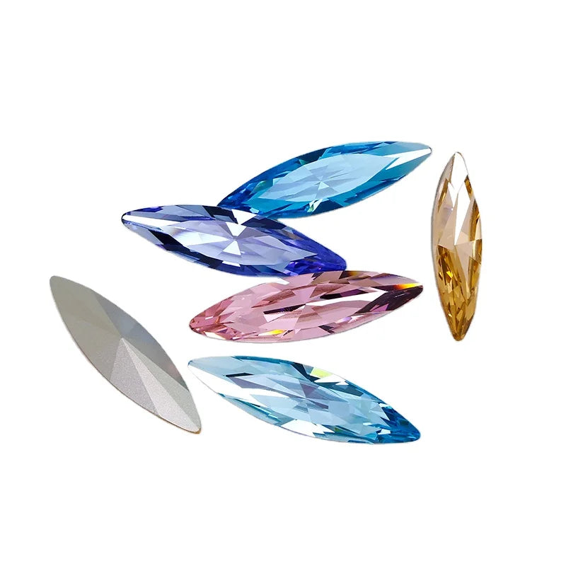 Dongzhou 35*9.5mm Navette Fancy Stone Pointback K9 Glass Rhinestones Wholesale Loose Crystal Beads for Jewelry Diy Accessories