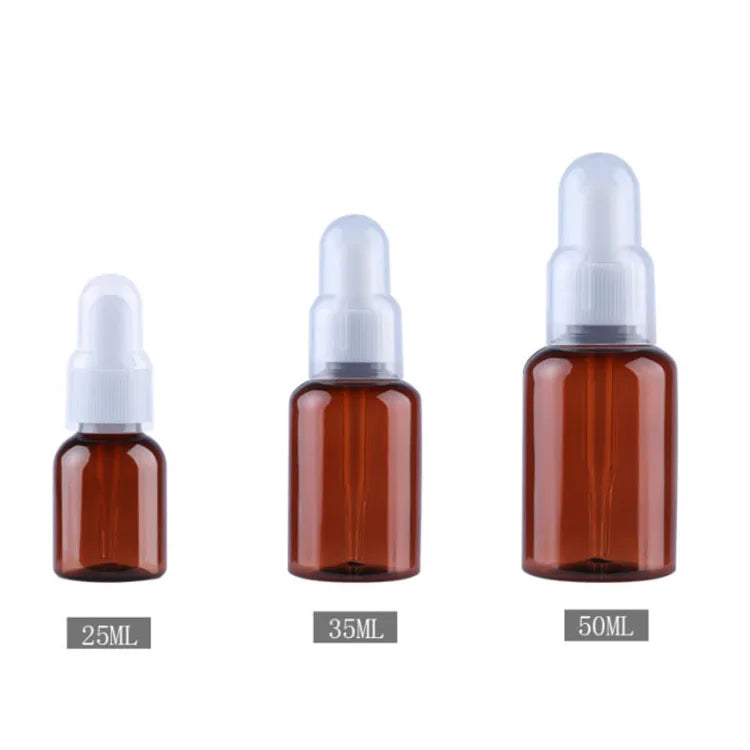 25ml 35ml Amber PET Plastic Essential Oil Serum Dropper Bottle Plastic Bottles for Cosmetic Packaging