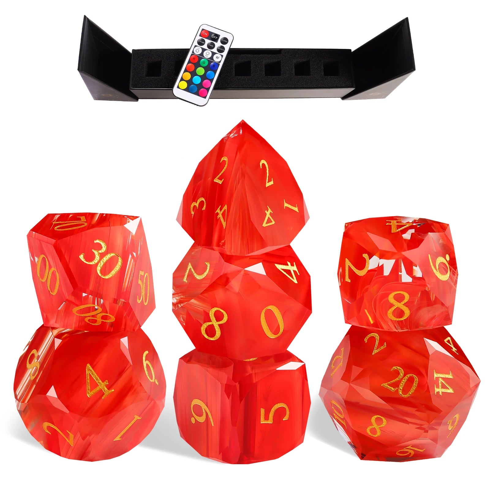 New OEM Red Glass Dice Set Custom Multi-faceted Polyhedral D6 D20 D12 Dice Art Glass for D&D RPG Tabletop Gaming Collectors