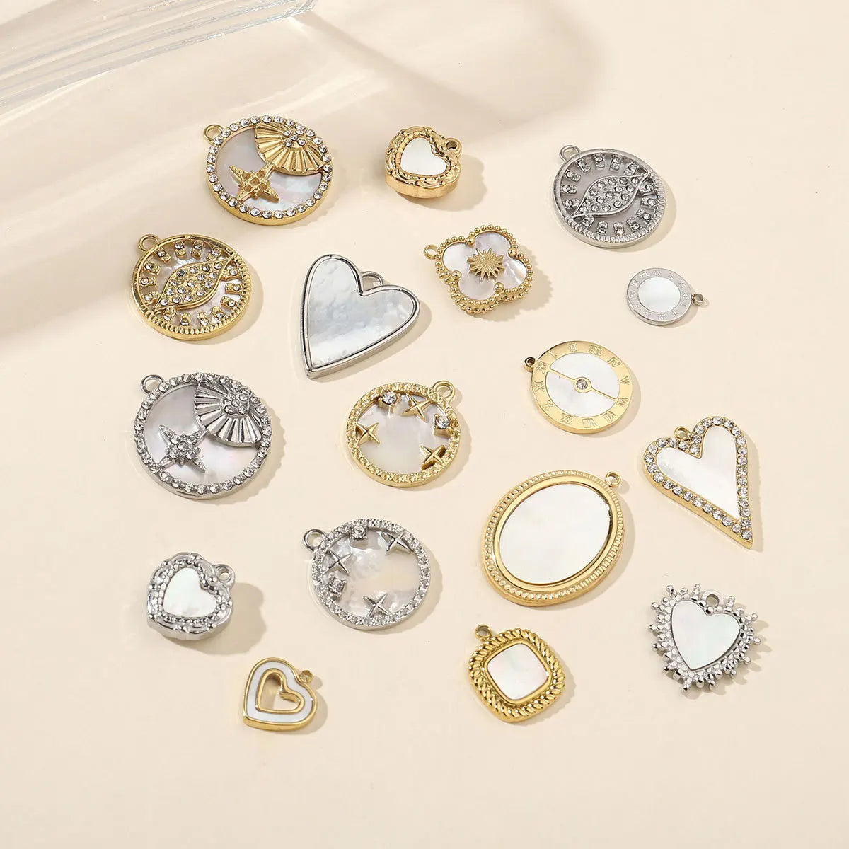 Beimai OEM Children's Charms for Jewelry Making Star Heart Natural Shell Silver Plated Stainless Steel Necklace Pendant DIY
