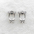 Sterling Silver 7*9mm Semi Mount Stud Earrings Empty Support Blank Claws Setting S925 Base Without Center Stone for DIY Inlay