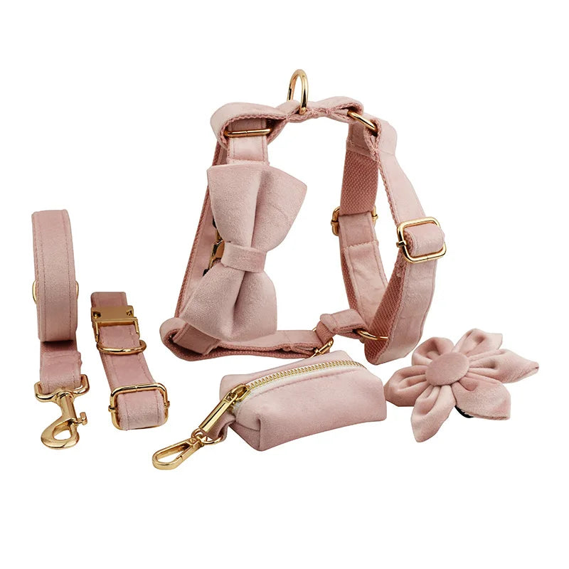S-XL Custom No Pull Dog Harness and Leash Set Luxury Durable Puppy Accessories Yorkshire Teddy Pit Bug Leads and Collars