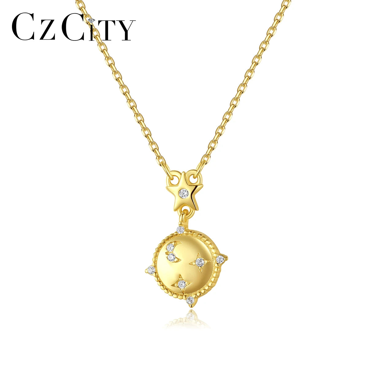 CZCITY Luxury Cubic Zirconia Women Star Popular Jewelry Necklace Silver for Women Silver Chain Pendant Necklaces
