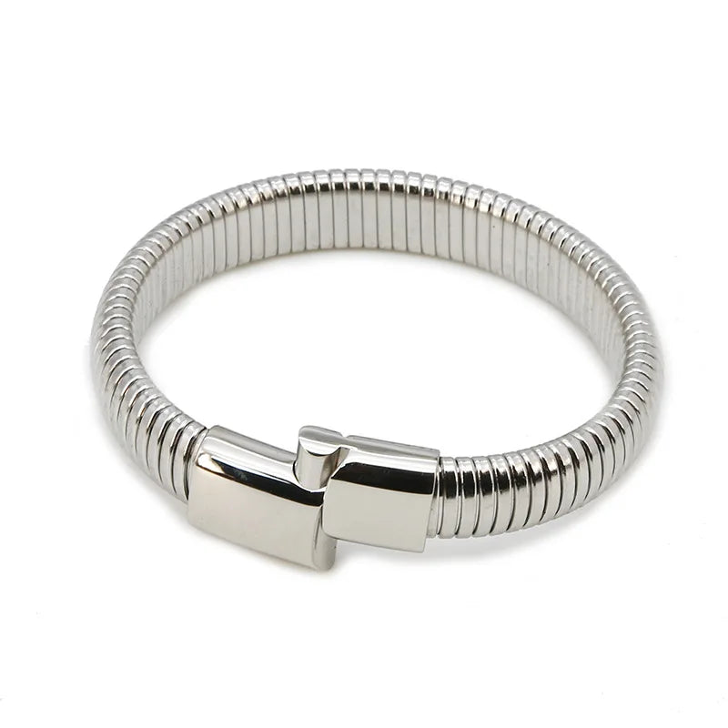Waterproof Fashion Elastic Stretchy Stainless Steel Metal Bangle Luxury Stretch Watch Strap Bracelet Jewelry for Men Women