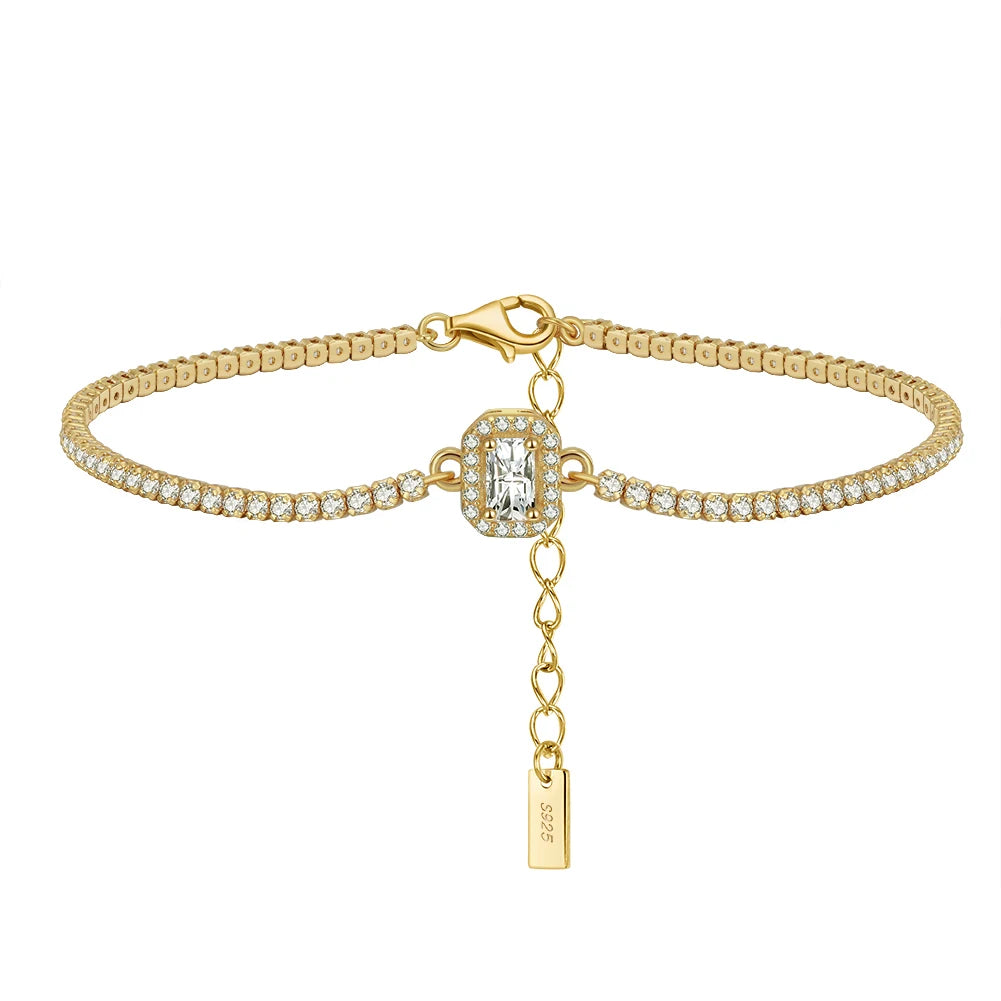 RINNTIN SB142 Fashion Bracelet for Party 925 Sterling Silver Plated Wholesale White CZ Women Bracelet