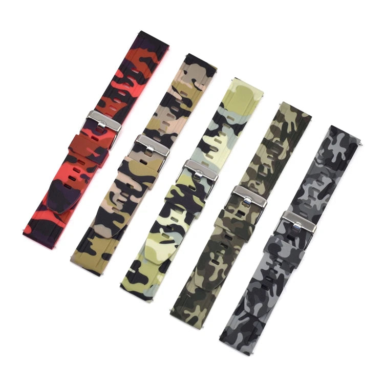 Universal Camouflage Pattern Silicone Strap for Samsung Galaxy Watch 4/5/6 Huawei Watchgt 18mm 20mm 22mm 24mm Rubber Watch Bands