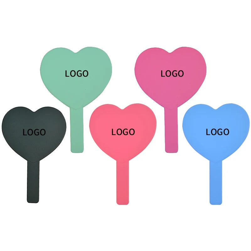Custom Logo Vintage Pocket Mirror Small Round Plastic Mini Makeup Mirror Handheld Heart-Shape Beauty Tool